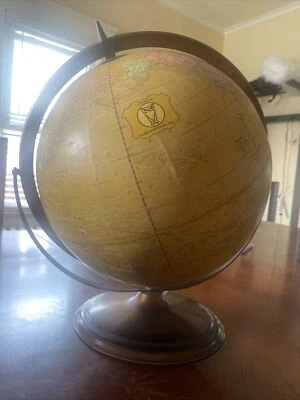 Globo giratorio vintage raro Lexicon Publications tono amarillo sobre base de metal Foto 1 de 4