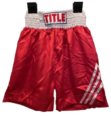 Vintage TITLE BOXING Red/White w Stripes Design Boxing Trunks Shorts Size 2XL - Image 1 of 4