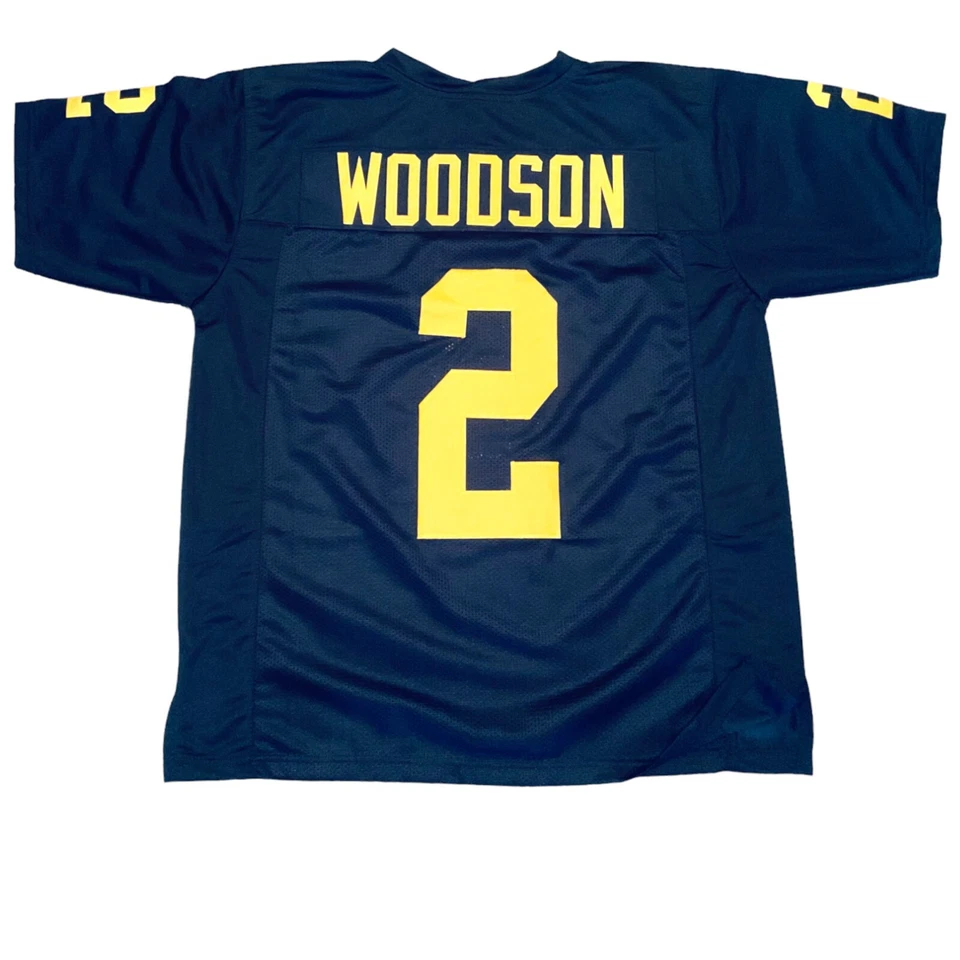 Jersey azul Charles Woodson cosido personalizado sin firmar - M, L, XL, 2XL, 3XL Foto 1 de 2