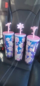 🌸 2024 Starbucks Venti Tumbler Cherry Blossom With Flower Topper 24oz Cup 🌸 - Picture 1 of 1