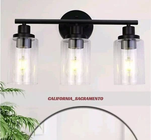 Mamxuan Modern Black Vanity Lighting 3 Light Wall Bathroom Glass Fixture Hallway - Picture 1 of 6