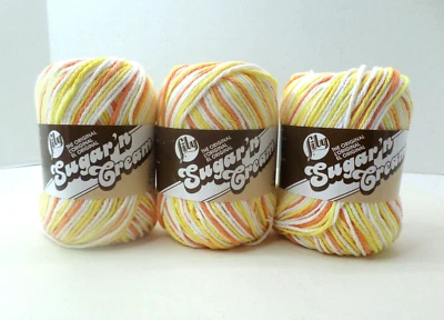 Sugar 'n Cream Cotton Yarn    SUPER SIZE 3 oz  Skeins   Creamsicle    (Lot of 3) - Image 1 of 4