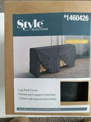 STYLE SELECTIONS LOG RACK COVER 1460426 26" x 98" x 44" BLACK NEW IN BOX - Image 1 of 3
