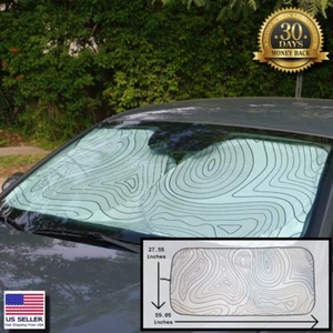 Topographic Map Lines Windshield Sun Shade UV Block Cover Visor Standard Size - Bild 1 von 10
