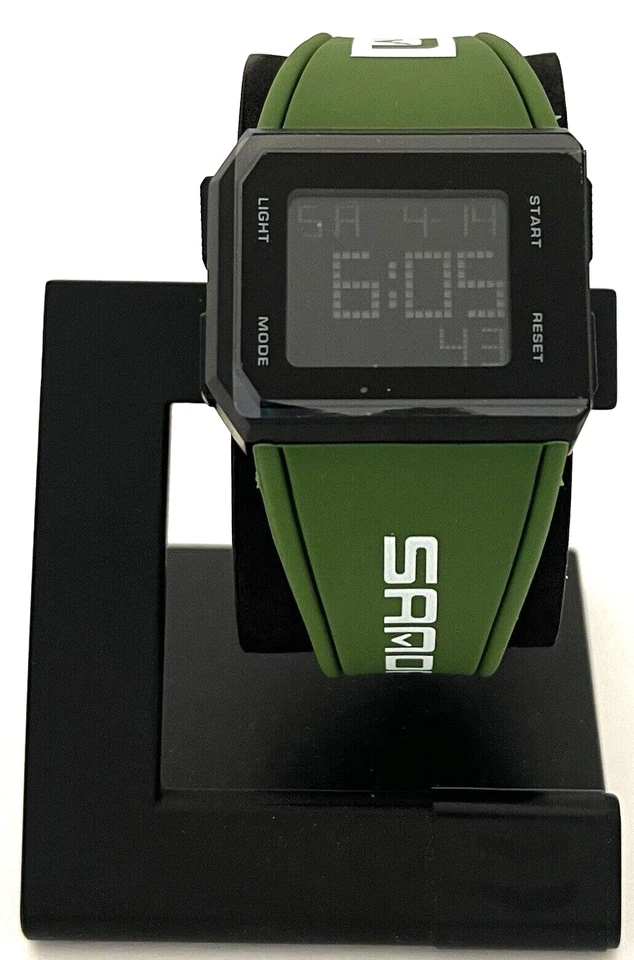 SANDA MEN'S BLACK DIGITAL WATCH WITH GREEN BAND 9003