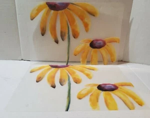 12x18 Kunststoff Struktur Tischsets Set 2 Gelb Blumen Frühling Terrasse Picknick Tisch  - Bild 1 von 2