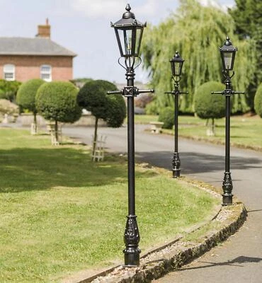 Black Victorian Style Lamp Post Set Garden Lighting Set - 2.26M  - Image 1 of 4