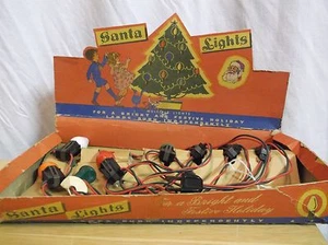 Vtg SANTA LIGHTS Christmas Tree 7 Light String Set Bulbs  #102C IN BOX Bulbs  - Picture 1 of 5