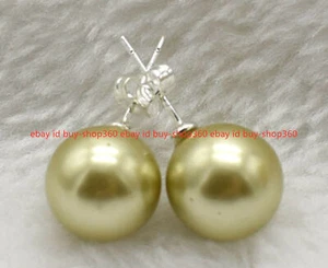 Fashion 12mm Multicolor South Sea Shell Pearl Beads Earrings 925 Silver - Picture 1 of 29