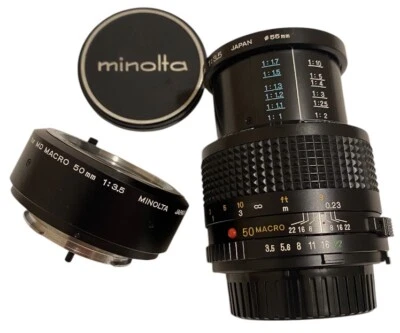 Minolta MD Macro 50mm F3.5 with 1:1 Top Mint - Image 1 of 4