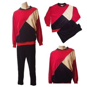 Vintage Velour Tracksuit Velvet Grandpa Sweater and Pants Set Mens Size M Unisex - Picture 1 of 8