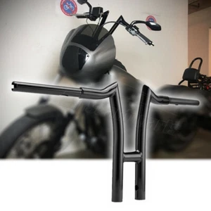 Manillar negro brillante 12" Rise Fat T Barras Para Harley Dyna Softail Sportster XL - Imagen 1 de 6