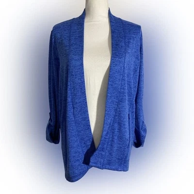 Cárdigan para mujer T by Talbots M azul teñido espacial frente abierto tejido informal preppy Foto 1 de 4