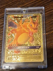 Charizard GX Special Edition Gold Foil Fan Art Karte Sammlerstück Pokémon Karten - Bild 1 von 2