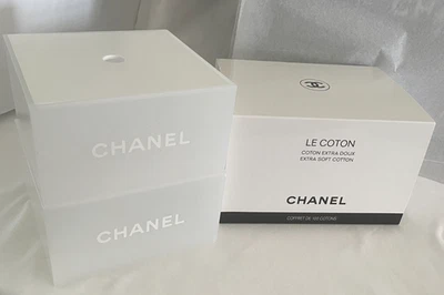 Chanel Beaute Makeup (2) Stackable Storage Boxes w/ Chanel Coton Pads 100 CT - Image 1 of 4