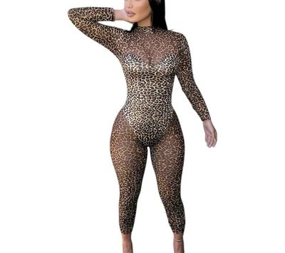 Leopard Print Jumpsuit Sexy Clubwear. Party - Image 1 of 2
