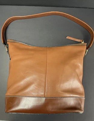 Bolso de Mano Talbots Cuero Marrón Genuino Cartera Hobo Cierre de Cremallera Holgado Suave Foto 1 de 4