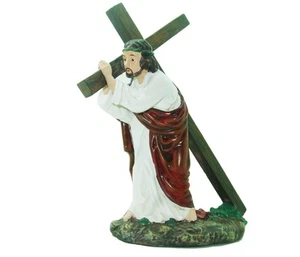 Jesus Carrying The Cross, Jesus Resin Figurine, Inspirational LWH 7x4x8 Inch ... - Picture 1 of 9