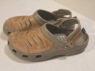 Crocs Men's Size 10 Yukon Sport Brown Leather Clogs Comfort Shoes Gorpcore  - Image 1 of 4