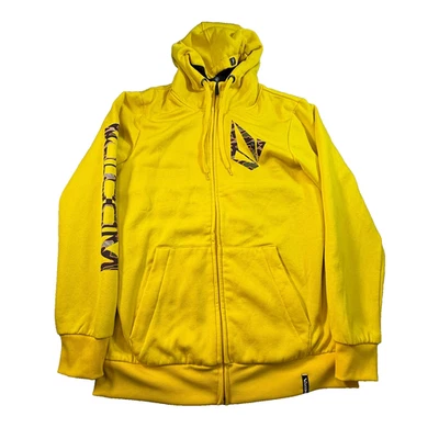 Volcom Sherpa Lined Hoodie Sweatshirt Full Zip Yellow Mens XL Surf Skate Snow - Image 1 of 4
