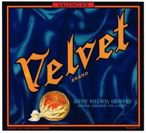 ORIGINAL 40ER JAHRE ORANGE COUNTY CRATE LABEL SAMT STOFF IRVINE VINTAGE MODE  - Bild 1 von 1