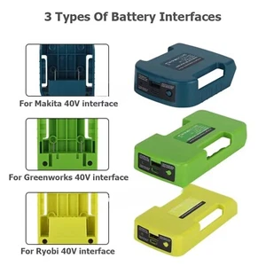 USB Ladegerät Adapter für Greenworks 40V für Ryobi 40V Akkuhalter Dock Typ-C - Bild 1 von 16