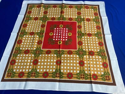 Vintage Retro Square Tablecloth 85x85cm Linen Blend Heavy Floral Boho Shabby — 第 1/2 张图片