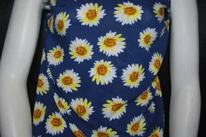 Rayon Challis 100% Woven Fabric Natural Fiber Beautiful Sunflowers denim blue - Picture 1 of 7
