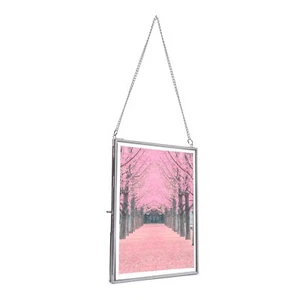 Nickle/Chrome Metal & Glass Picture Photo Frame Hanging Portrait Home Decor 8x10 - Picture 1 of 10