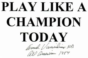 "Pittsburgh Steelers" Frank Varrichione handsigniertes Zitatblatt Echtheitszertifikat - Bild 1 von 2