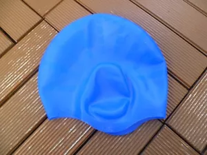 Silikon Badekappe Schwimmkappe Schwimmhaube Badehaube mit Ohrenschutz - Blau - Bild 1 von 2