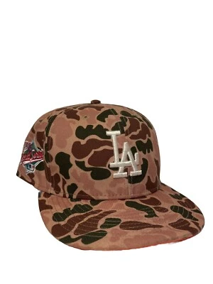 Vintage New Era Los Angeles Dodgers Camo Style Fitted Hat 1988 World Series - Image 1 of 4