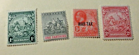 BARBADOS - 4 UNMAILED OLD STAMPS - #127 Cover