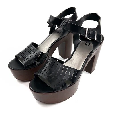GBG Los Angeles Sandals Women 8.5 Black Strappy Platform Buckle Jelty NWOT - Image 1 of 4