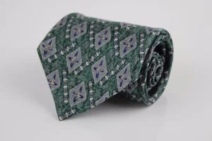 JZ RICHARDS Nordstrom Silk Tie. Green w Gray Diamond Geometric Shapes. - Picture 1 of 4