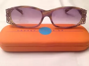 GAFAS DE SOL VINTAGE JEAN LAFONT PARIS SERENA ELEGANTE TORTUGA PÚRPURA CON PIEDRAS CITRINO - Imagen 1 de 12