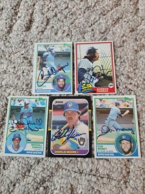 LOTE DE 5 CARTÕES AUTOGRAFADOS DA MILWAUKEE BREWERS COOPER/THOMAS/EDWARDS/MOORE/MONEY (d - Imagem 1 de 4
