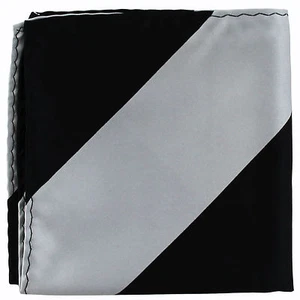 New men polyester stripes pocket square hankie handkerchief silver black formal - Picture 1 of 2
