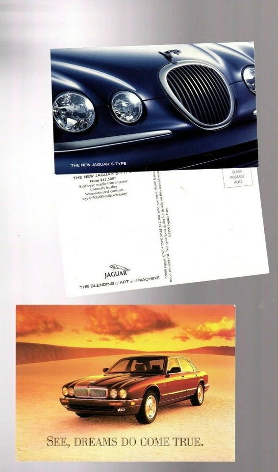 New JAGUAR S TYPE ({year 2000} Post Cards + 1996 XJ6 PostCard - Image 1 of 1