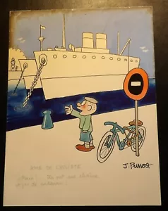 Jacques PRUVOST. Ils ont une chaîne et pas de cadenas. Gouache couleurs signée - Imagen 1 de 1