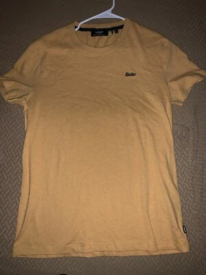 Super Dry Yellow Shortsleeve Tshirt Embroidered Size Large Organic Cotton - Image 1 of 4