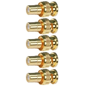 5 Stück BNC Stecker auf Cinch Buchse Koax Koaxial Adapter Steckverbinder Konverter CCTV Gold - Bild 1 von 3