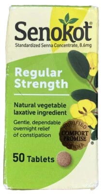 Senokot Fuerza Regular Laxante Natural Suave Alivio del Estreñimiento 50 Cápsulas Foto 1 de 4