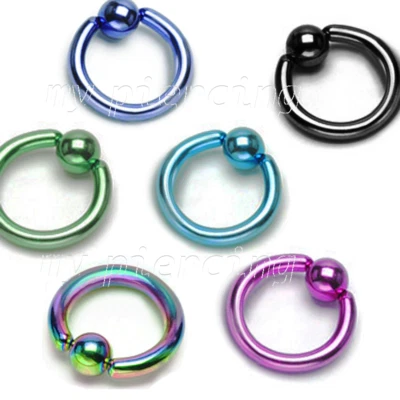 PAIR IP Surgical Steel Captive Bead Ring l Earrings & Septum 12G 5/16" 3/8" 1/2" - Image 1 of 4