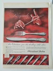1956 international sterling silver silverware Rhapsody pattern vintage ad - Picture 1 of 1