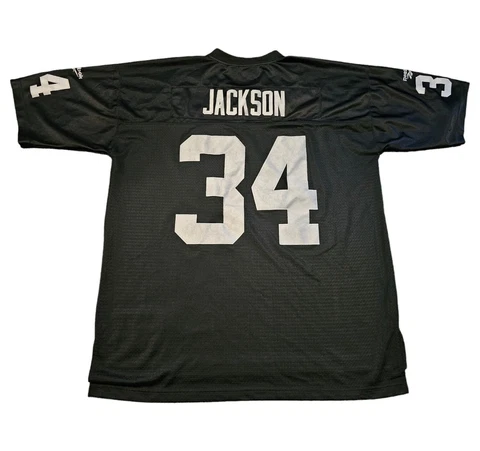 Vintage Reebok NFL Throwback Bo Jackson #34 Raiders Jersey Black Size 2XL Cover