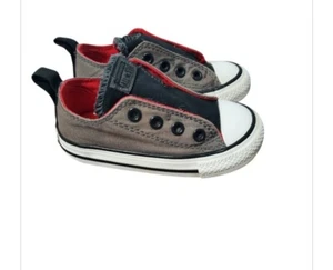 Converse All Star Size 6 Gray Chucks Shoes Baby Toddler Slip On Canvas Boy Girl - Picture 1 of 8