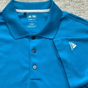 Adidas Polo Shirt Men's Large Blue Climalite Textured Embroidered Golf - Picture 1 of 14