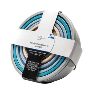 Mainstays Nonslip Nesting Plastic Assorted Mixing Bowl Set with Lids (10 Pieces) - Picture 1 of 10