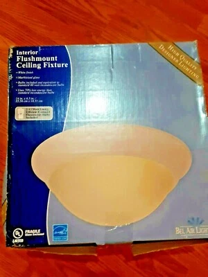 Bel Air Lighting 2-Light Fluorescent White Flush-mount with Marbleized Glass - Image 1 of 4